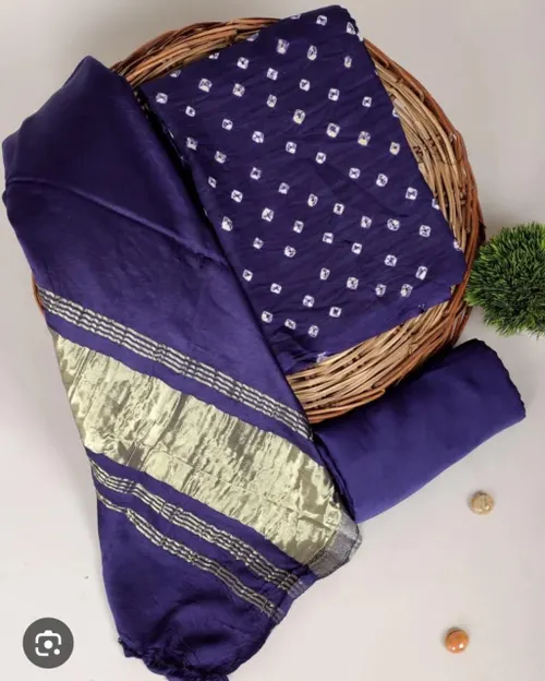 Semi Tussar Bhagalpuri Suit with Shibori Design – Elegant & Handcrafted Ethnic Wear